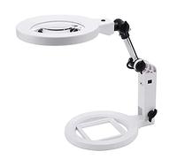 LJHJYDW Glass Hands with Light, Old Man Reading Table Lamp Circuit Board Watch Phone Electronic Repair Enlarge 2X 5X HD Mirror Foldable Desktop Magnifier