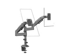 LJHJYDW H180 22"-32" Gas Spring Dual Monitor Desktop Stand Full Motion LCD TV Mount 2-12kg Ergonomic Long Arm Clip Grommet(Black)