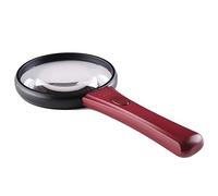 LJHJYDW Handheld Magnifier Magnifying Glass ABS Frame Magnifying Mirror with Light Magnifying Lens for Home Learning Reading and Fault Finding Red-75mm