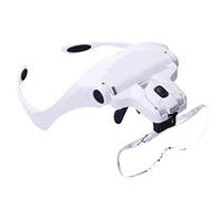 LJHJYDW Headband Magnifier with 2 Light - Handsfree Reading Head Mount Magnifier Magnifying Glasses Light Bracket 5 Replaceable Lenses,1.0X, 1.5X, 2.0X, 2.5X, 3.5X / A
