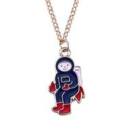 LJHJYDW Korean Star Astronaut Series Necklace Cartoon Cute Rocket Lilliputian Pendant Long Necklace (H, One Size)