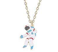 LJHJYDW Korean Star Astronaut Series Necklace Cartoon Cute Rocket Lilliputian Pendant Long Necklace (A, One Size)