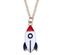 LJHJYDW Korean Star Astronaut Series Necklace Cartoon Cute Rocket Lilliputian Pendant Long Necklace (G, One Size)
