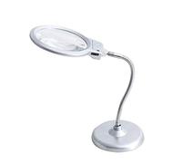 LJHJYDW Large Magnifying Glass Stand, 2X 5X Desktop Magnifier with 2 Jumbo Lens, Hands Magnifying with Light for Hobby, Crafts, Inspection, Reading, Model Building,