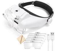 LJHJYDW - Lupa de montaje en cabeza con luz, recargable con 6 lentes desmontables, manos libres, para joyeros, manualidades, reparación, doble comodidad