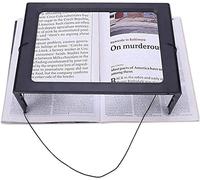 LJHJYDW Magnifier 3X Rectangular A4 Full-Page Reading Magnifier, Hands- Large Hanging Folding Magnifying Glass with 4 Light, Reading Aid for Elderly and People with Low Vis