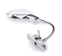 LJHJYDW Magnifiers Illuminated Desktop Clip 2.5X 10X Magnifying Glass Lamp Old Man Reading Clock Repair Large Mirror Children Magnifying Mirror HD,Silver