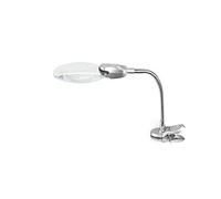 LJHJYDW Magnifying Lamp Magnifier with Light and Stand for Reading Large Table Magnifying Glass with Shelf Multi-Function HD Mirror Metal Hose HD Clip Metal Hose Silver White