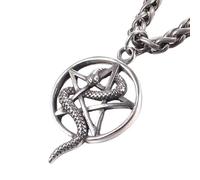 LJHJYDW Men's Necklace, Fashionable and Personalized Jewelry Pentagram Coiled Snake Necklace Punk Mens Biker Amulet Jewelry Gifts