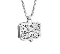 LJHJYDW Men's Necklace, Fashionable and Personalized Vintage Engraved Square Locket Necklace Holds Photo Pendant Jewelry Accessory For Women and Men Jewelry Gift