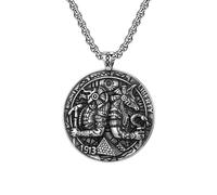LJHJYDW Mens Necklace Silver Cross Necklace Personalised Classic Ancient Egyptian Pharaoh Horus and Anubis Pendant Necklace for Men Boys Gothic Unique Chains The Gift
