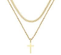 LJHJYDW Men's Necklaces, Women's Jewelry, Fashion and Generous Double-Layer Stacked Cross Pendant Necklace, Fashionable Women's Jewelry Gift Gift
