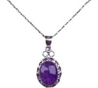 LJHJYDW Natural Crystal Pendant Necklace Filigree Inlay Stone Pendant Gemstone Necklace Jewelry Mothers Day Gifts For Mum Women Wife Girlfriend