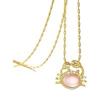 LJHJYDW Necklace Pendant for Women, Necklace Gold Twelve Constellations Inlaid Zircon Rose Quartz Jewellery Birthday Gifts for Women Girls