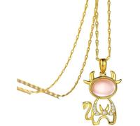 LJHJYDW Necklace Pendant for Women, Necklace Gold Twelve Constellations Inlaid Zircon Rose Quartz Jewellery Birthday Gifts for Women Girls