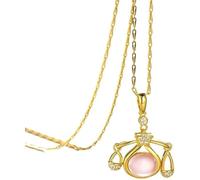 LJHJYDW Necklace Pendant for Women, Necklace Gold Twelve Constellations Inlaid Zircon Rose Quartz Jewellery Birthday Gifts for Women Girls