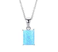 LJHJYDW Necklaces for Women Square Fire Opal Pendant Neckalce Box Chain 40+5cm Female Jewelry Gifts