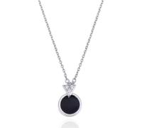 LJHJYDW Silver Chains For Women,Circle Necklace For Women S925 Sterling Silver Black Round Pendant Necklace Dainty Trendy Choker Necklace Chain Bohemia Jewelry For Her Girls Couples