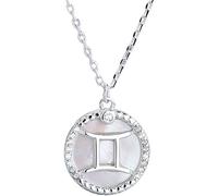LJHJYDW Silver Necklace for Women Twelve Constellations Coin Necklace Necklace Dainty Inlaid Zircon Pendant Chain Necklace for Women Lady Gifts