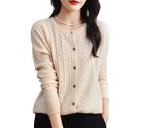 LJHJYDW Solid Color Casual Round Neck Button Splicing Texture Slim Fit Women's Sweater Cardigan