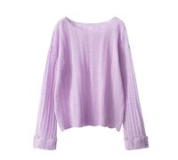 LJHJYDW Solid Color Casual Round Neck Hollow Multi-Color Ruffle Stitching Women's Cashmere Sweater