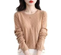 LJHJYDW Solid Color Casual Round Neck Lightweight Hollow Women's Cashmere Sweater