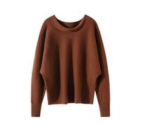 LJHJYDW Solid Color Casual Round Neck Loose Soft and Comfortable Bat Sleeve Women's Cashmere Sweater