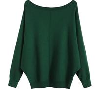 LJHJYDW Solid Color Casual Round Neck Multi-Color Loose Large Size Bat Sleeve Women's Pullover Sweater