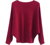 LJHJYDW Solid Color Casual Round Neck Multi-Color Loose Large Size Bat Sleeve Women's Pullover Sweater