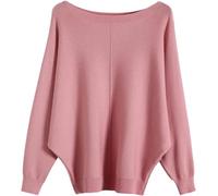 LJHJYDW Solid Color Casual Round Neck Multi-Color Loose Large Size Bat Sleeve Women's Pullover Sweater