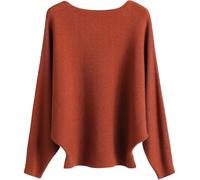 LJHJYDW Solid Color Casual Round Neck Multi-Color Loose Large Size Bat Sleeve Women's Pullover Sweater