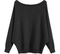 LJHJYDW Solid Color Casual Round Neck Multi-Color Loose Large Size Bat Sleeve Women's Pullover Sweater