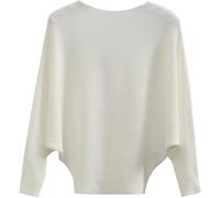 LJHJYDW Solid Color Casual Round Neck Multi-Color Loose Large Size Bat Sleeve Women's Pullover Sweater