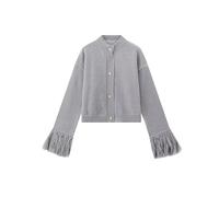 LJHJYDW Solid Color Casual Round Neck Single-Breasted Bell Sleeve Tassel Splicing Women's Knitted Cardigan