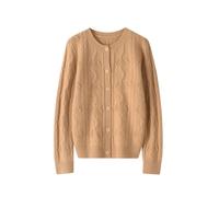 LJHJYDW Solid Color Casual Round Neck Single-Breasted Hollow Breathable Women's Cardigan