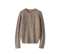 LJHJYDW Solid Color Casual Round Neck Single-Breasted Hollow Breathable Women's Cardigan