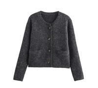 LJHJYDW Solid Color Casual V-Neck Button Pocket Stitching Thickened Breathable Women's Sweater Cardigan