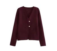 LJHJYDW Solid Color Casual V-Neck Irregular Button Stitching Women's Knitted Cardigan