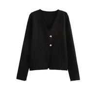 LJHJYDW Solid Color Casual V-Neck Irregular Button Stitching Women's Knitted Cardigan