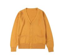 LJHJYDW Solid Color Casual V-Neck Single-Breasted Pocket Stitching Loose Large Size Women's Sweater Cardigan