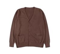 LJHJYDW Solid Color Casual V-Neck Single-Breasted Pocket Stitching Loose Large Size Women's Sweater Cardigan