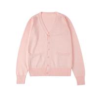 LJHJYDW Solid Color Casual V-Neck Single-Breasted Pocket Stitching Loose Large Size Women's Sweater Cardigan