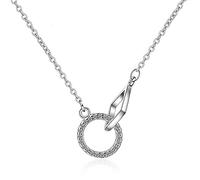 LJHJYDW Square and Circle Interlock Clavicle Short Necklace Zirconia Necklace For Women Collares Erkek Kolye