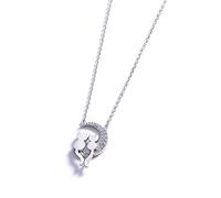 LJHJYDW Sweet and Versatile Small Fresh Moon On The Cat Couple Personality Clavicle Short Chain Necklace