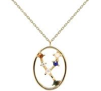 LJHJYDW Women Pendant Twelve Constellations Colorful Zircon Necklace Dainty Clavicle Chain Gold Star Sign Coin Charm Pendant Chain Necklace