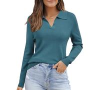 LJHJYDW Women's Jumper Fall Winter Soft Blend Long Sleeve Polo Knit Tops Sweater Shirts