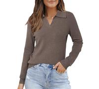 LJHJYDW Women's Jumper Fall Winter Soft Blend Long Sleeve Polo Knit Tops Sweater Shirts