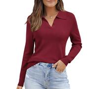 LJHJYDW Women's Jumper Fall Winter Soft Blend Long Sleeve Polo Knit Tops Sweater Shirts