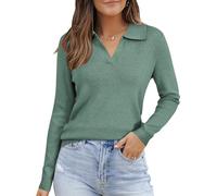 LJHJYDW Women's Jumper Fall Winter Soft Blend Long Sleeve Polo Knit Tops Sweater Shirts