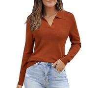 LJHJYDW Women's Jumper Fall Winter Soft Blend Long Sleeve Polo Knit Tops Sweater Shirts